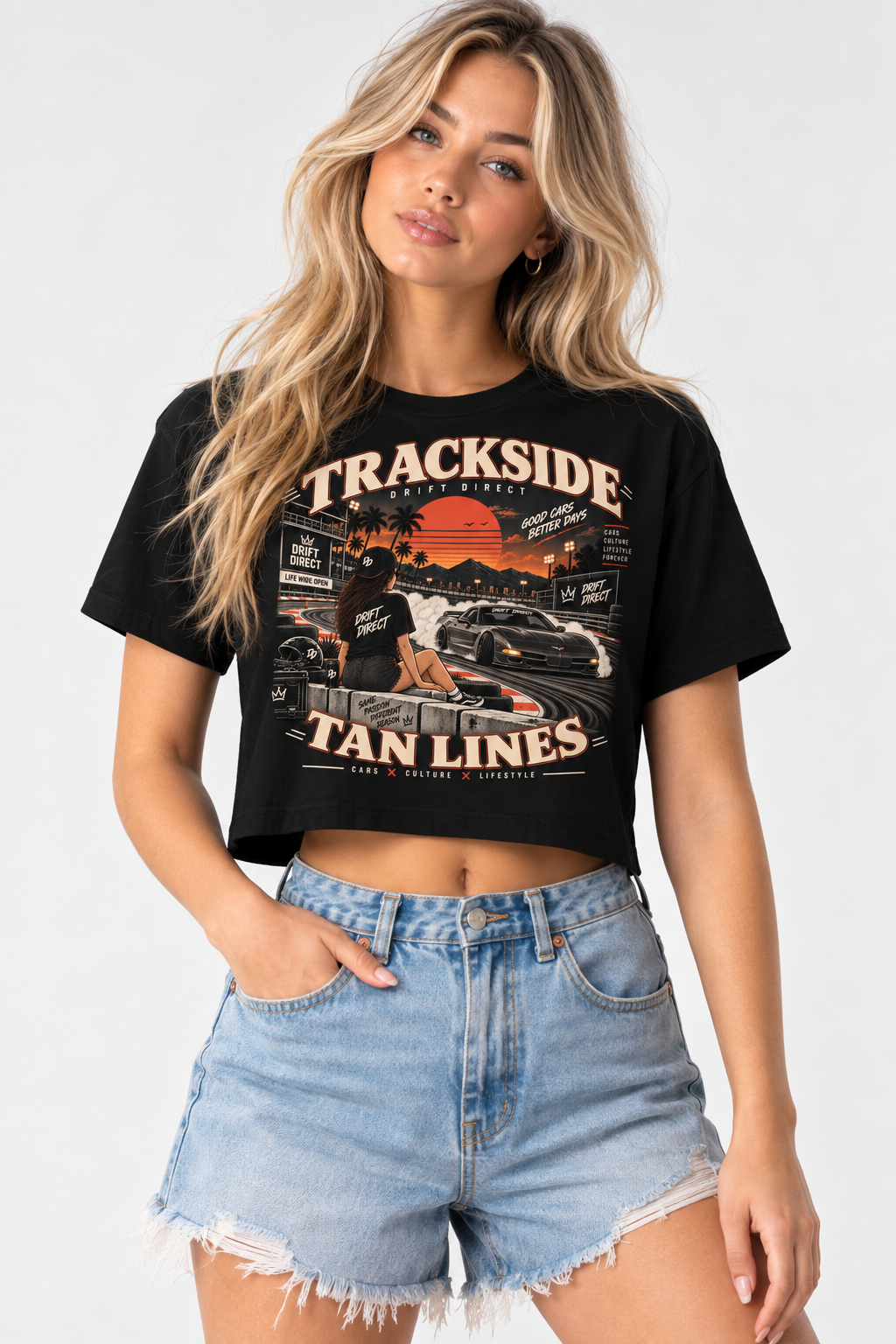 “Trackside Tan Lines” C5 Corvette Crop Tee
