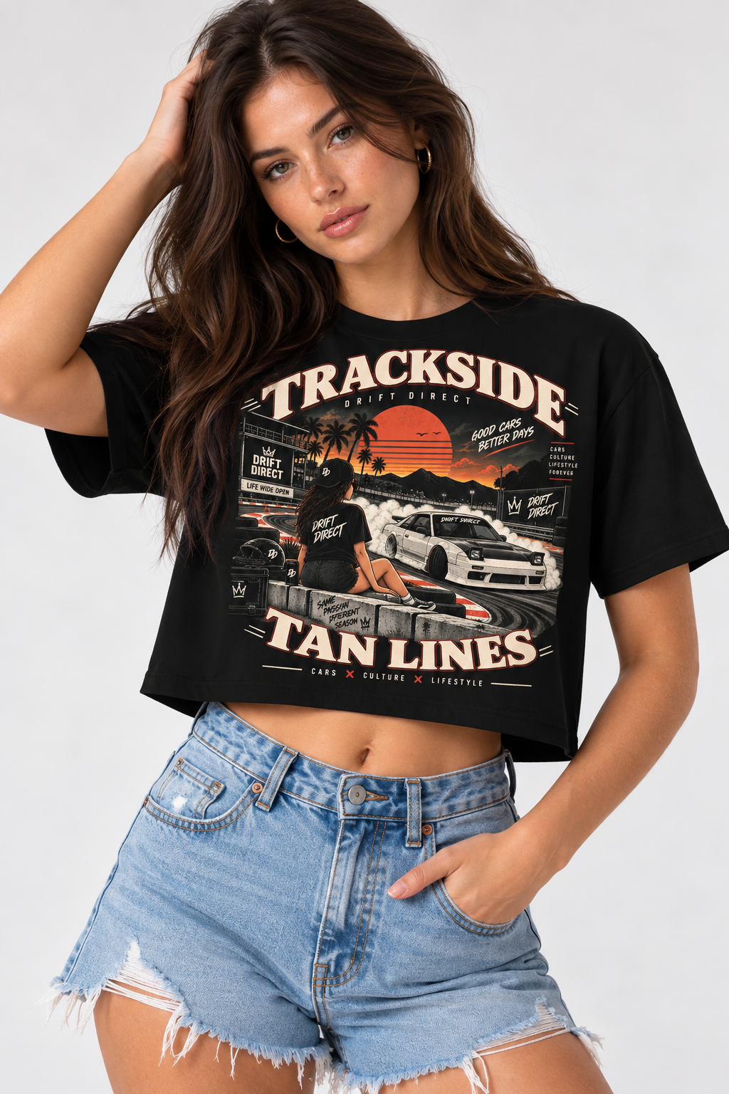 “Trackside Tan Lines” 240SX S13 Crop Tee